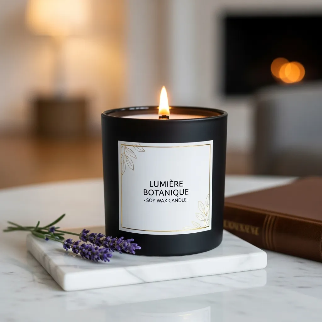 Luxurious soy wax candle with elegant design